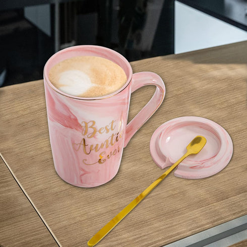 Pink Marble Best Auntie Ever Mug Set